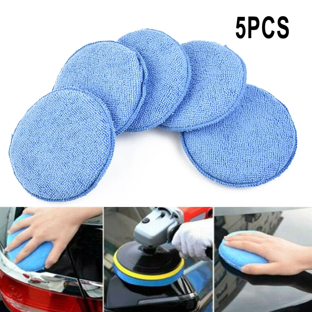 5pcs Soft Applicator Microfiber Car Wax Applicator Pad Polishing Sponge Car Care Soft Microfiber With Hand Pocket Control