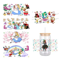 W Mini Princess Cartoon Alice UV DTF Transfer Sticker nel paese delle meraviglie per adesivi avvolgenti In vetro da 16 once