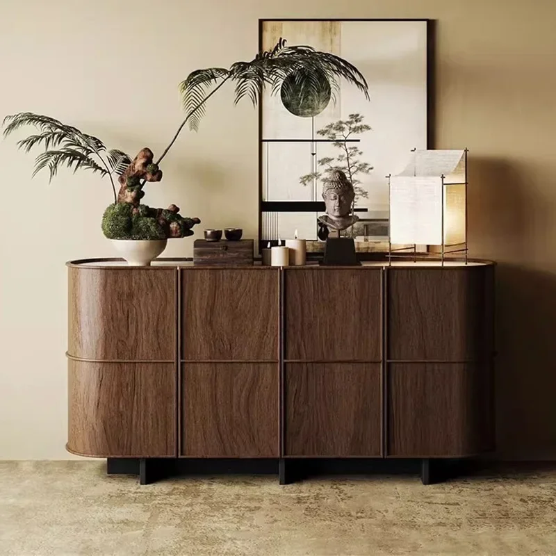 

Medieval style home solid wood door cabinet light luxury minimalist rock slab dining side cabinet storage cabinet living roomnet