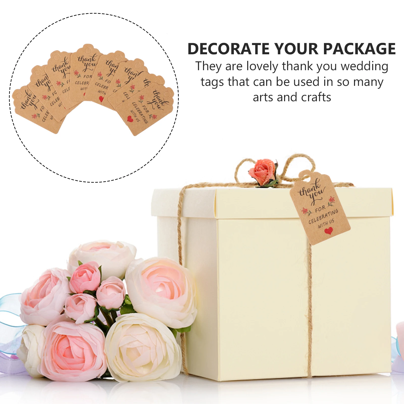 

1 set Paper Packaging Tags for Gifts Weddings Parties Lovely Thank You Card Labels Rope Hanging Decor Suitable Bakeries