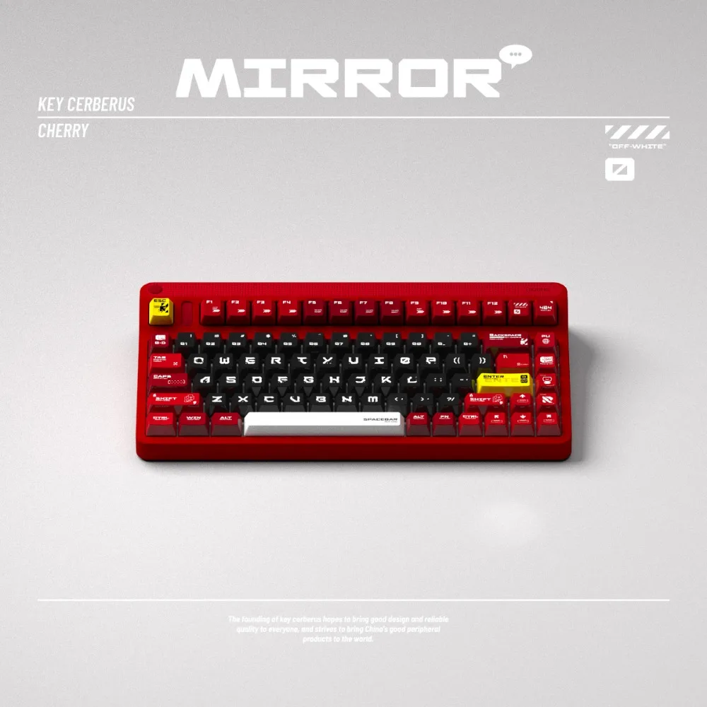 Imagem -03 - Cerberu-tampão do Teclado do Tema do Espelho Pbt Custom Keycap Preto Vermelho Cereja Gaming Perfil Teclado Mecânico 136key