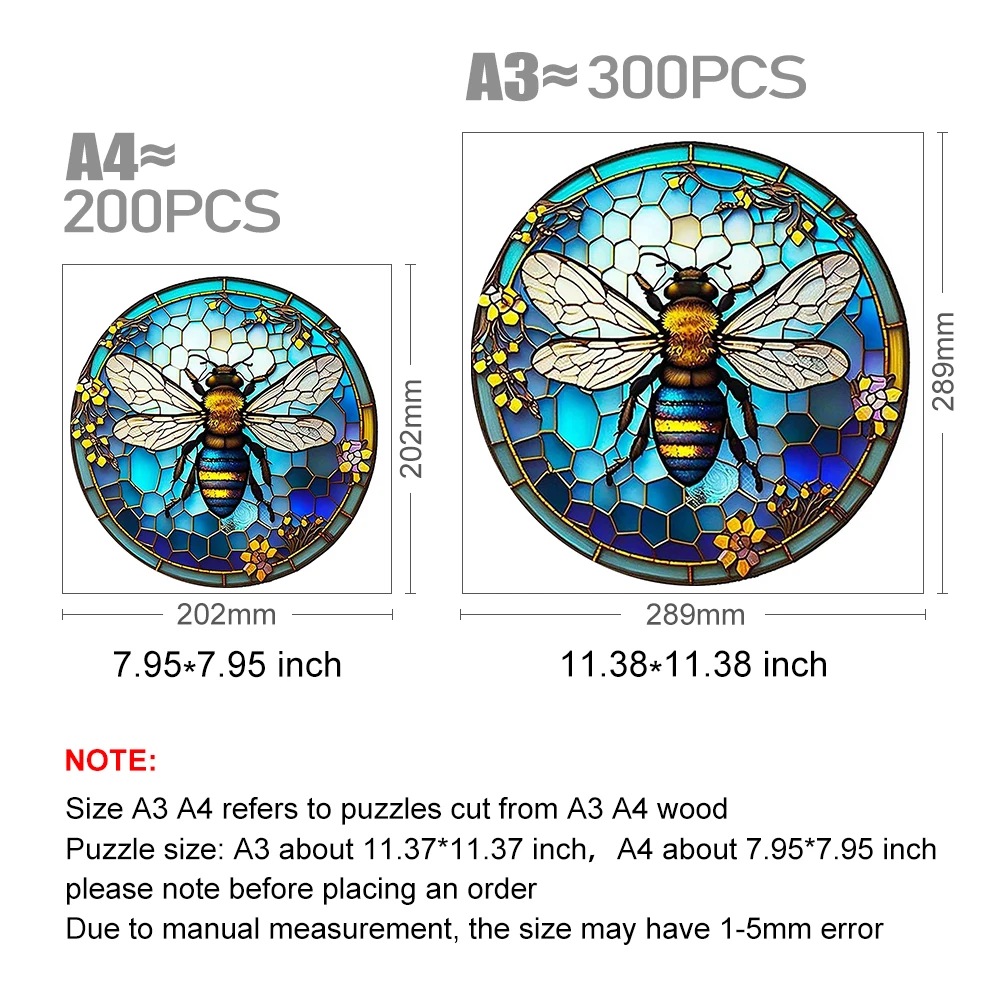 Mysterious Wooden Puzzle Painted Bee Funny Toy Animal Wood Puzzles Smart Games Round Shaped Jigsaw Puzzle Best Gift For Adults