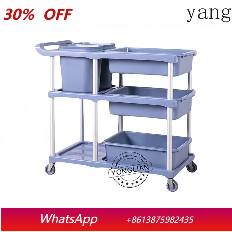 

yjq thickened dining cart hotel trolley mobile hotel commercial hand push trolley