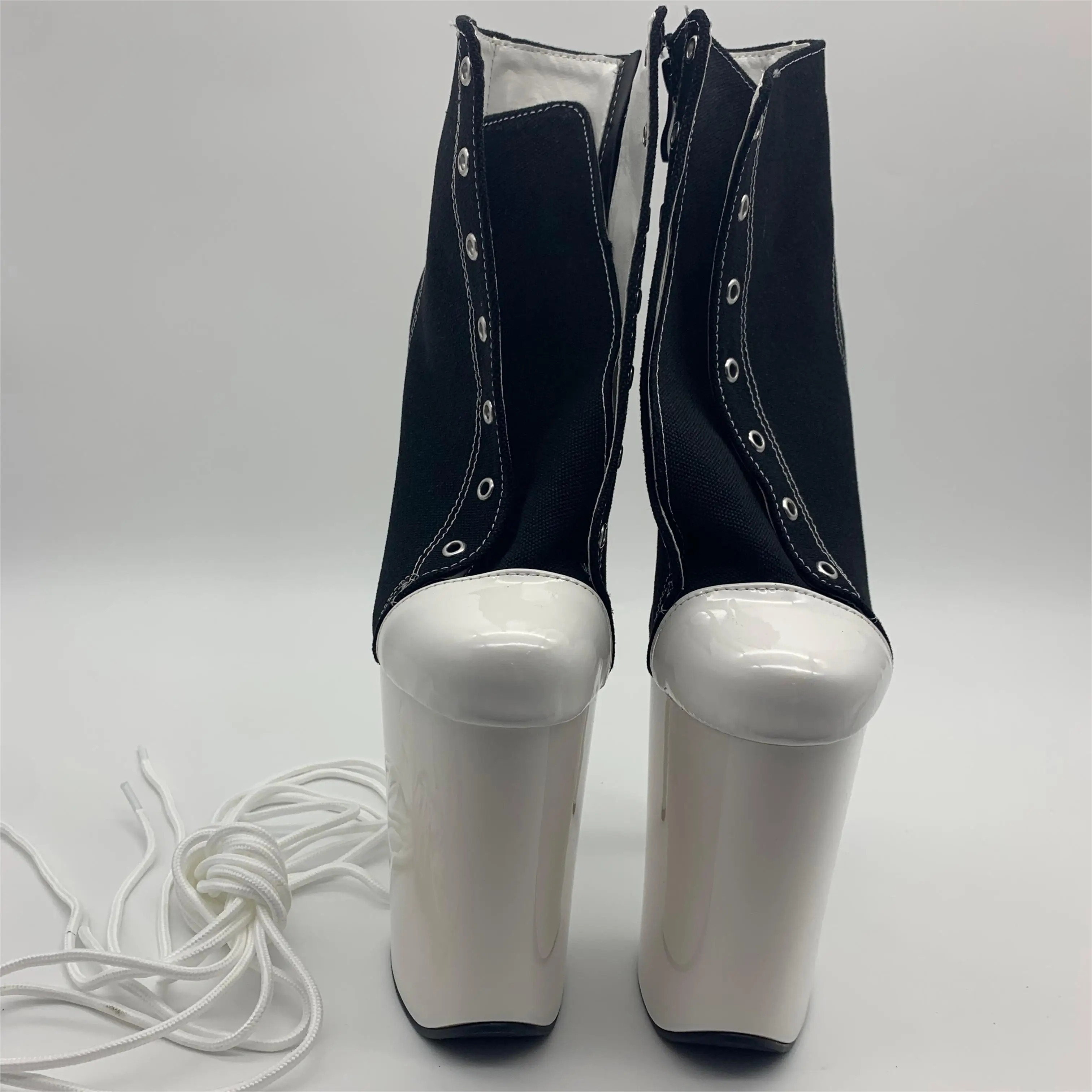 8-9 inches, sexy ankle boots, women\'s high heels, 20-23cm canvas upper pole dance, banquet show boots