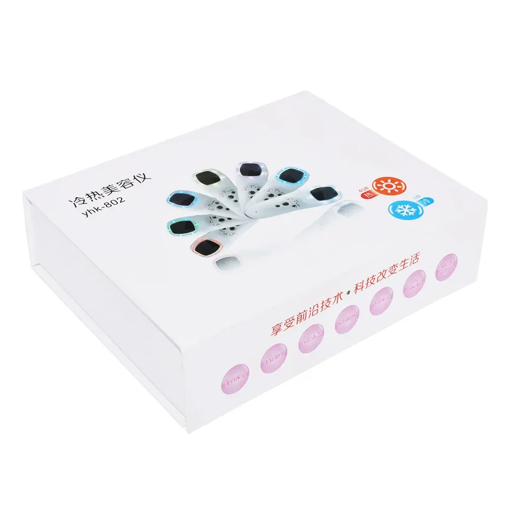LED Hot Cold Face Skin Care Device Massager Hammer Ultrasonic Cryotherapy Facial Vibration Red Blue Light Ion Beauty Instrument