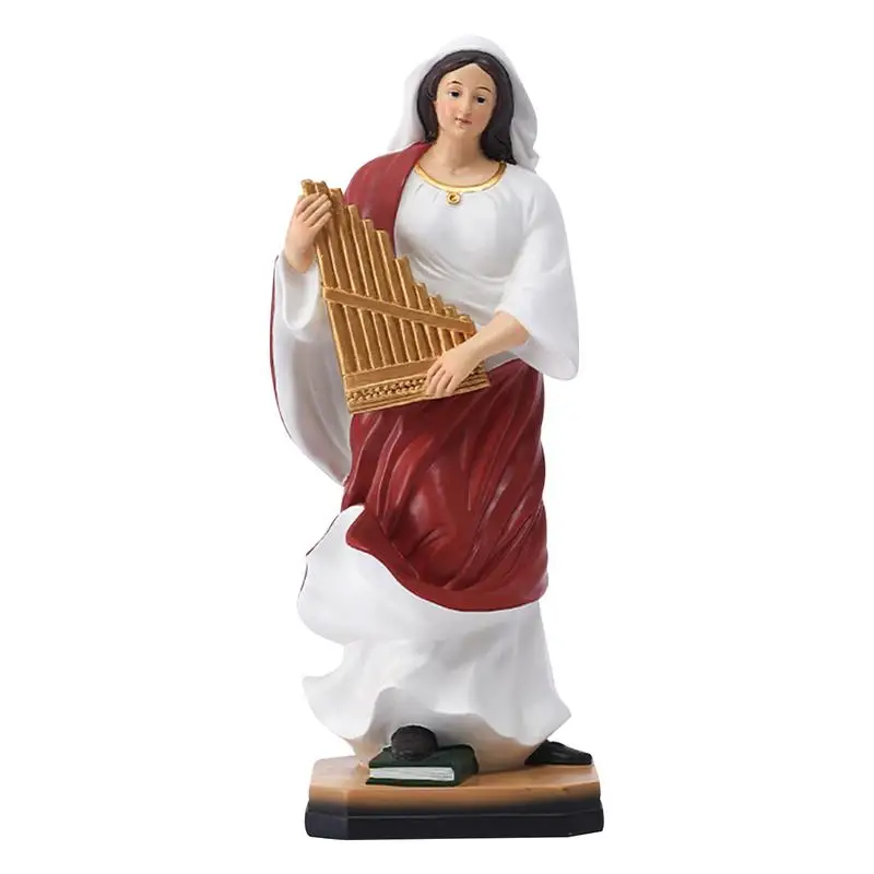 Classical Female Harp Figure Ornaments Patron Of Music Resin Sculpture Catholic Holy Family Statue Resin Crafts Christmas Decor