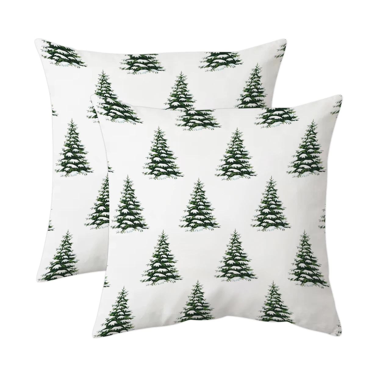 1/2pcs Christmas green cedar tree pattern pillowcase, 18x18 inch short plush double-sided cushion cover (without pillow core)