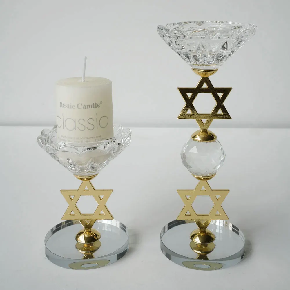 Vintage Style Crystal Candlestick Alloy Metal Candle Stand Decoration For Dining Table Altar Buddhist Oil Lamps