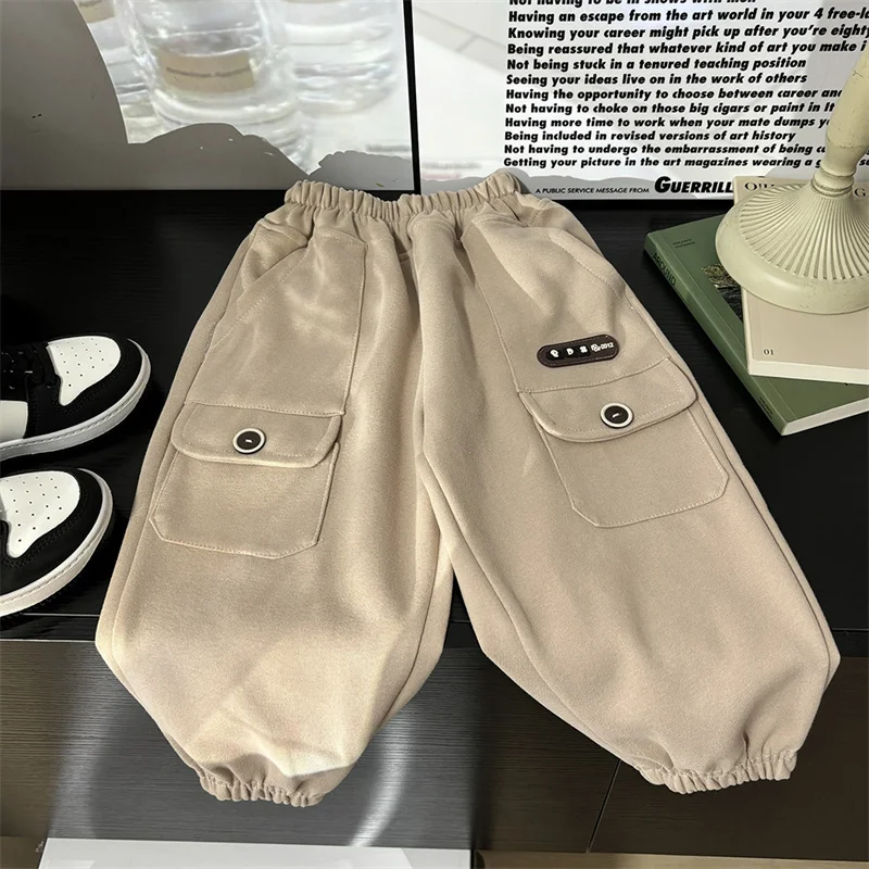 Spring Boys Pants Children Loose Sports Trousers Large Pockets Pants Teenager Autumn Casual Pants Baby Boy Fashion Clothes 2-14Y