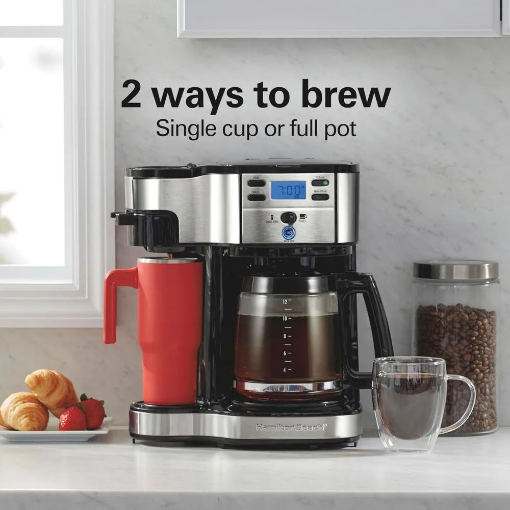 Multi-Function-Programmable 2-Way Coffee Maker 12 Cup Glass Carafe & Single Serve Brewer Hotel Bedroom Sets