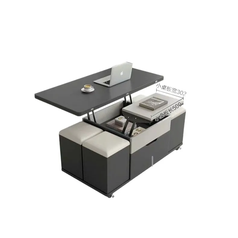 

Многофункциональный журнальный столик из каменной плиты, чайный сервиз для небольшой квартиры, бытовой обеденный подъемный встроенный шкаф для хранения в гостиной