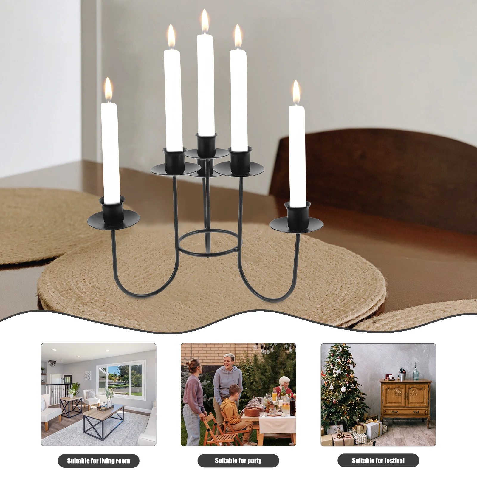 

Six Head Wrought Iron Holder Classic Desktop Adornment for Romantic Dinner Party Valentine Day Wedding Table Decoration