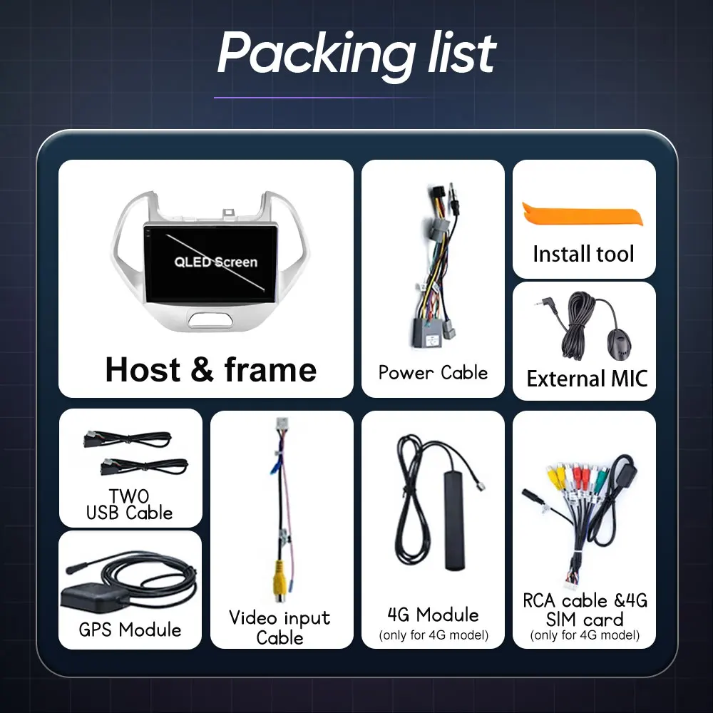 أندرويد راديو السيارة ستيريو مشغل وسائط متعددة لفورد فيجو كا 2015 2016 2017 2018 2019 2020 الملاحة اللاسلكية Carplay رئيس وحدة #6