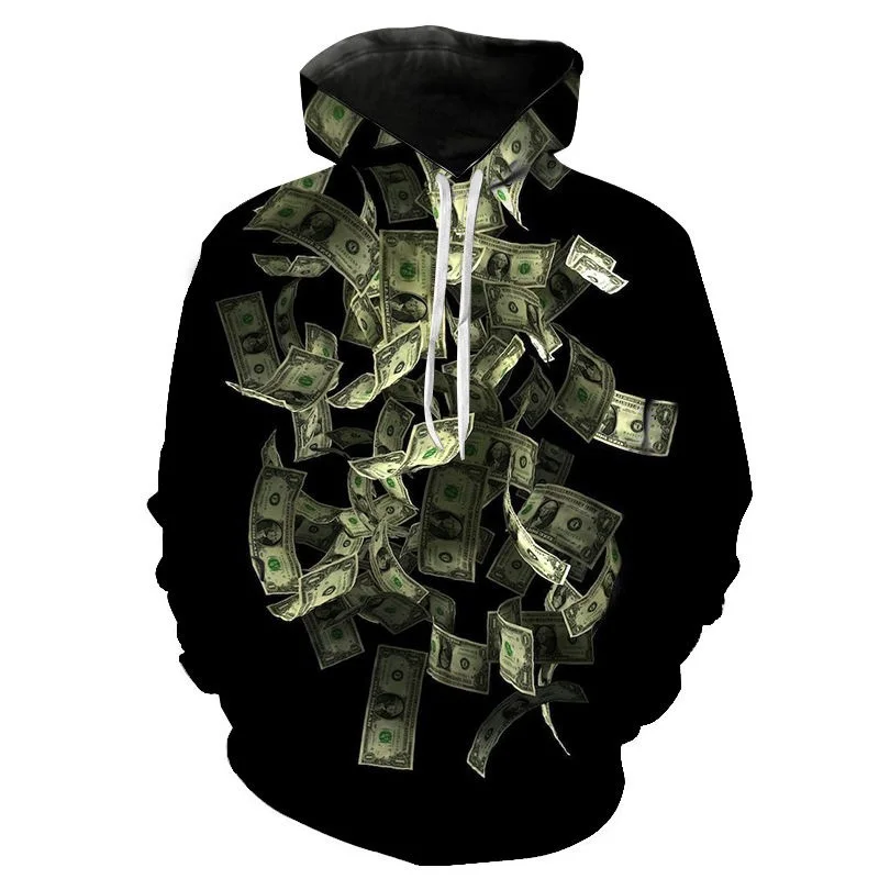 

New Hoodies 3D Printed Dollar Bill Pattern Men Women Kids Fashion Casual Personality Street Wear Oversized Sweatshirts Tops