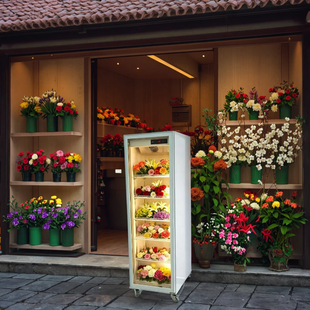 

Холодильный шкаф с воздушным охлаждением 420 л для цветов - Коммерческий холодильник для цветочных магазинов с функцией антифроста и дренажа