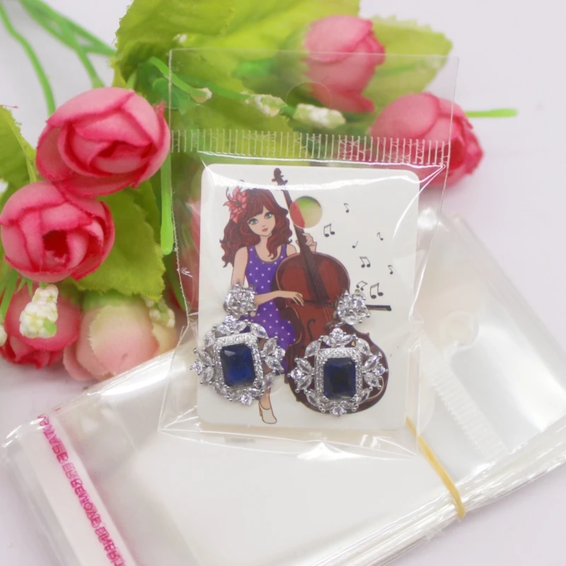 5x4cm Hot selling New Comic Style Beauty/Photo Girl Black/White/Kraft Paper Series Earstuds Earrings Set Pattern Card