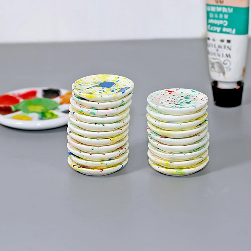 3Pcs 1/12 Dollhouse Miniature Resin Splash Ink Plate Model Mini Food Tay Toy for Doll House Accessories Decoration ob11 bjd