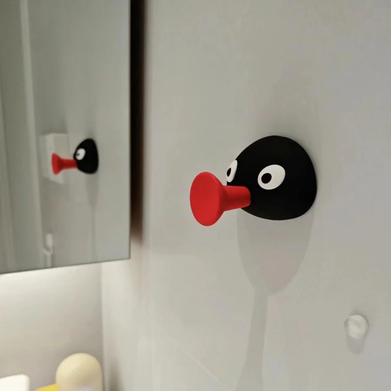 PVC Large Penguin Refrigerator with Soft Adhesive DIY Hook, Towel Rack Without Punching, Bathroom, Household Necklace Hook