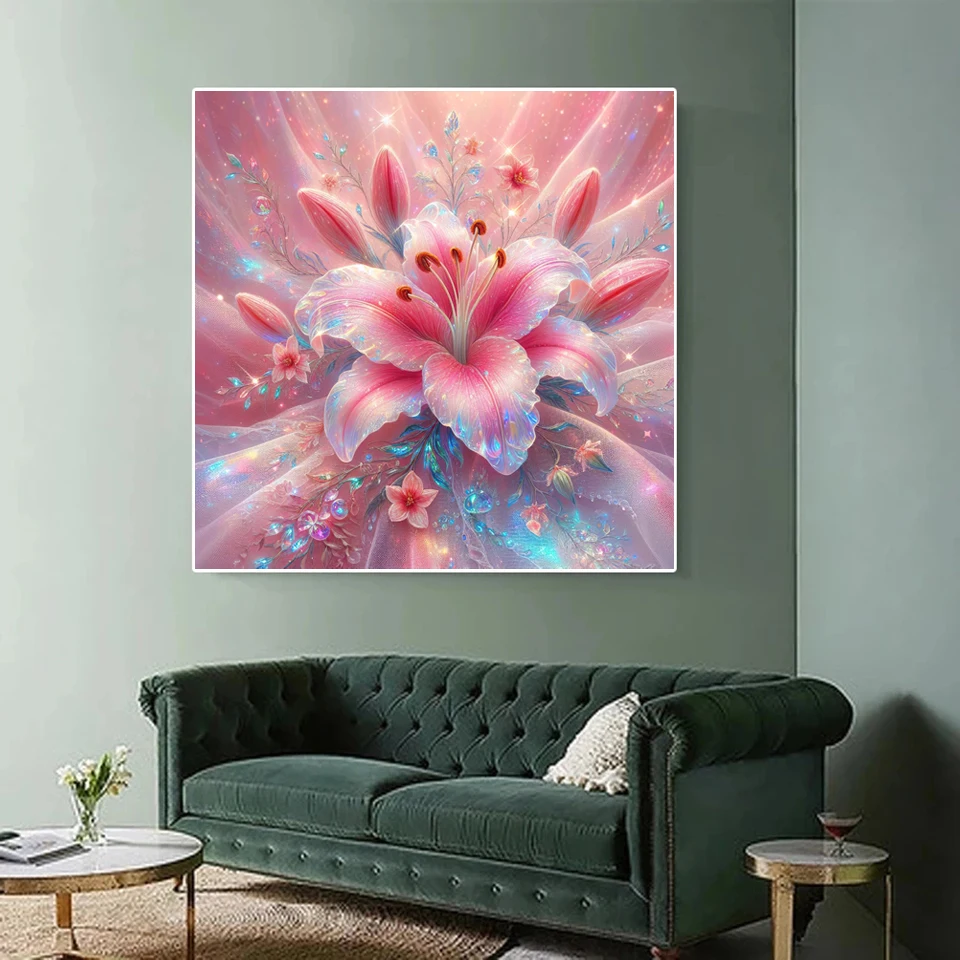 2024 New Diamond Painting Fantasy Pink Lily Full Diamond Mosaic Art flower Embroidery Cross Stitch Pictures for Home Decoration