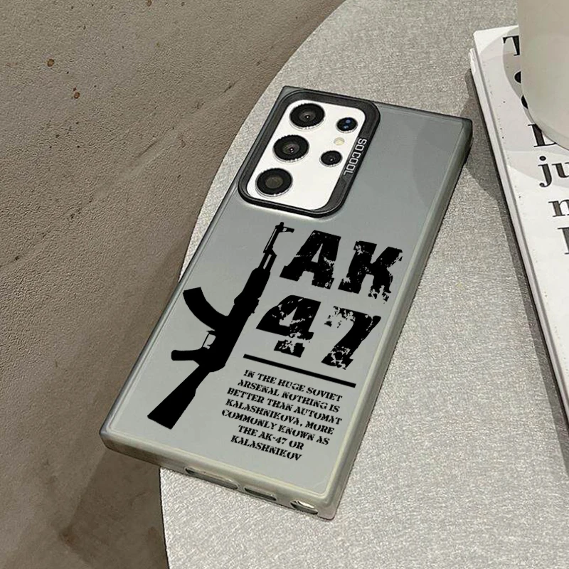 GUN AK47 Phone Case For Samsung S26 S25 S24 A57 A56 A37 A36 A17 A16 A07 M56 Ultra Plus Laser PC+TPU Cases Cover-S744P1