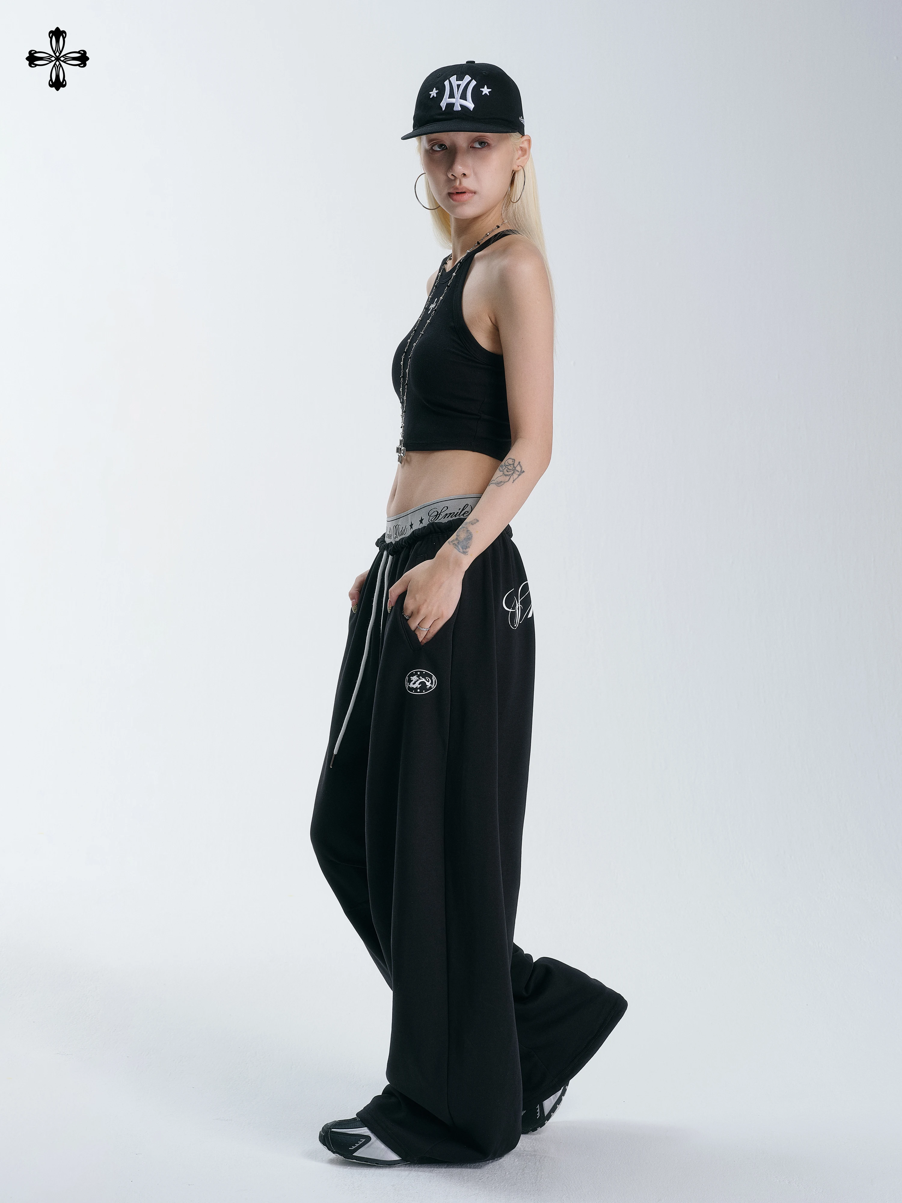 Loose Women's Jazz Dance Pants Double Waist Street Style Asymmetric Cotton Polyester Blend Autumn Winter Long Trousers
