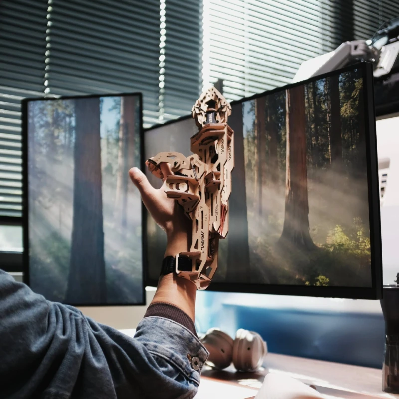 Brinquedo de braço robótico de madeira, modelo de bloco de construção, garra mecânica, braço robótico deformado, brinquedos de bloco de construção de quebra-cabeça 3D, presentes para meninos