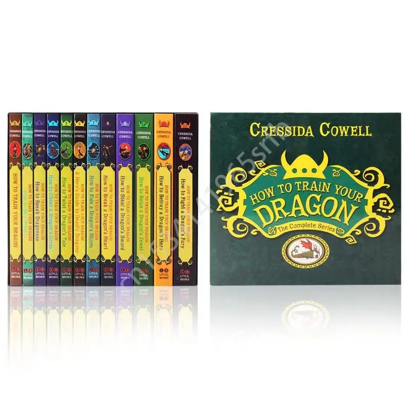 12 libros/set cómo entrenar a tu dragón: La serie completa: conjunto de regalo Paperback, capítulo corto, Slapstick inteligente, novelas en inglés