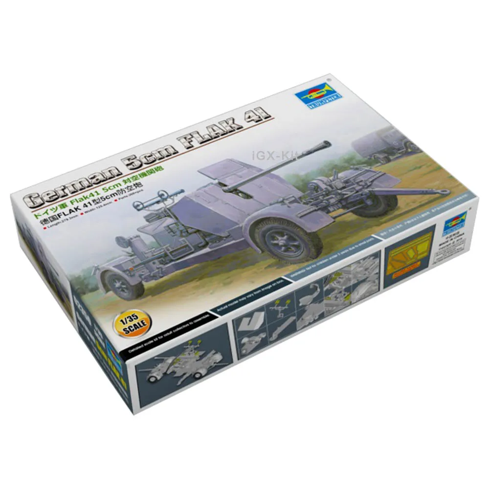 Trumpeter 02350 1/35 German 5cm Flak 41 Air Defense Gun Artillery Military Gift Plastic Assembly Model Toy Building Kit