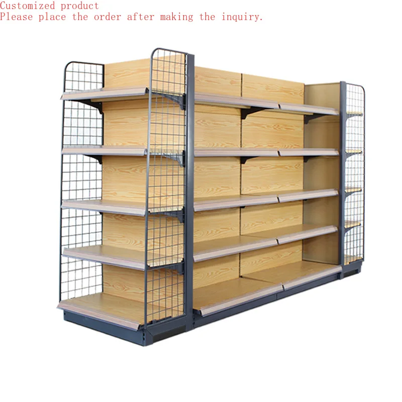 

Custom.Cheap Shelf Grocery Store Metal Display Rack Supermarket Equipment Wooden Grain Supermarket Shelf