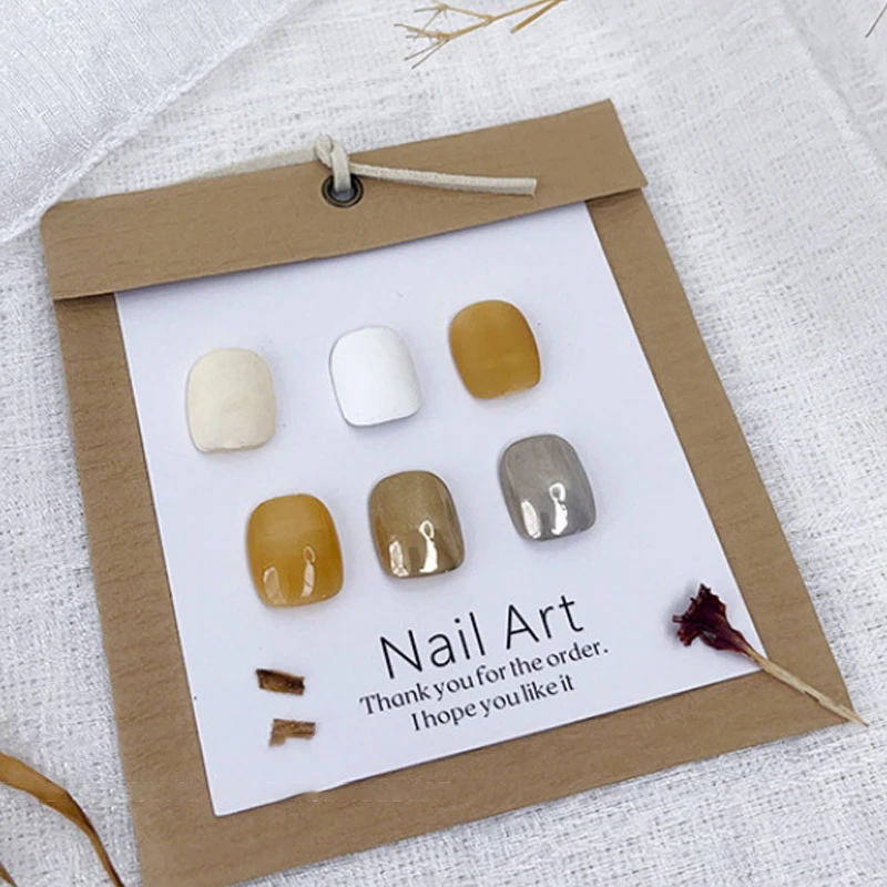 1PCS Handmade False Nail Design Swatch Show Card Manicure Sample Display Salon Press-On Nail Packaging Display With Tie Bags