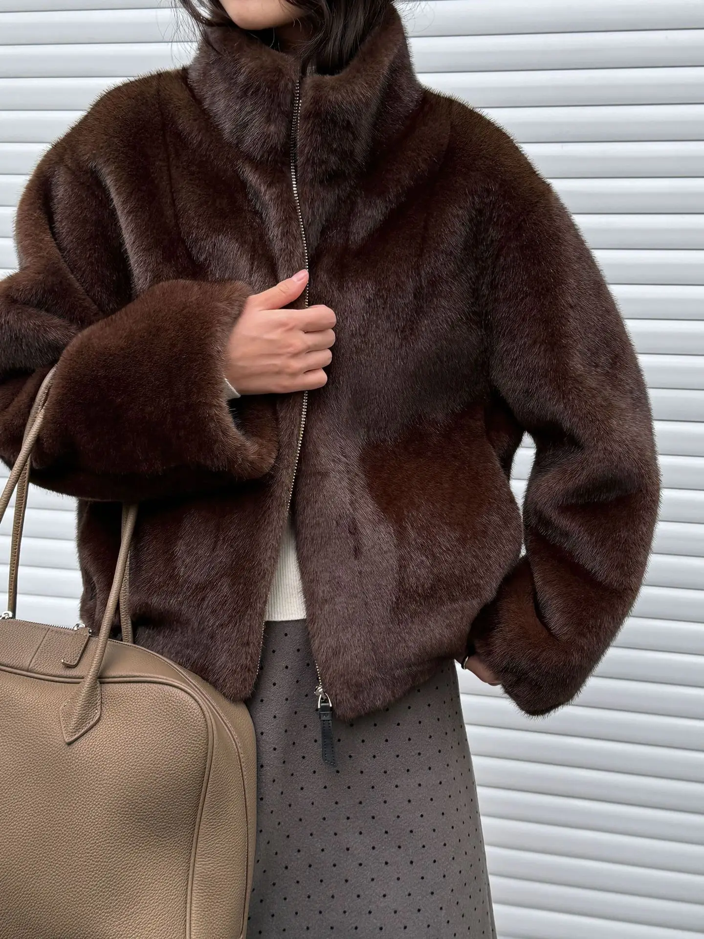 Pullover invernale da donna in pelliccia sintetica con mezza zip, colletto alla coreana, felpa in peluche, cappotto in pile tinta unita, giacca da donna