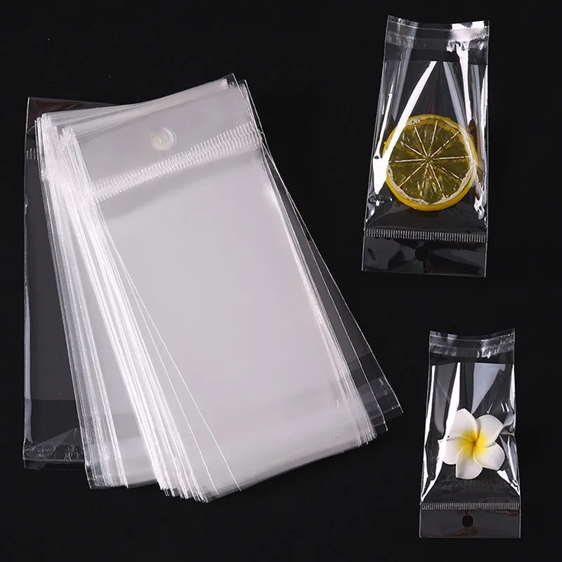 1000 pieces/self-adhesive transparent plastic storage bag, retail packaging, with hanging hole, and commodity hanging hole bag