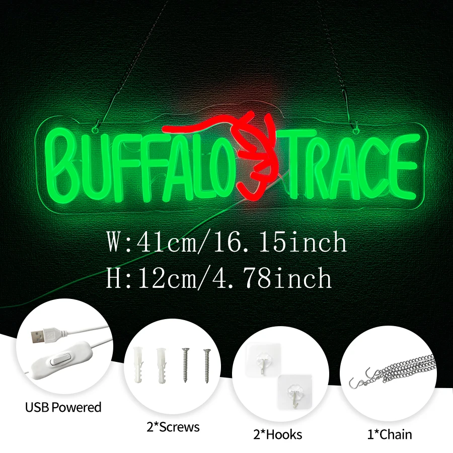 Buffalo Trace Led Neon Signs, Whiskey Business Signs For Bars, Man Caves And Holiday Parties, Suitable For Garage Art Decor.