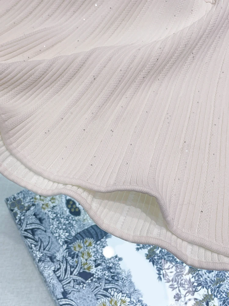 SP Home South Oil – col d'été blanc tricoté pour femmes, haut de gamme, couché à la taille, Fragile, col ort Sve, pièce unique