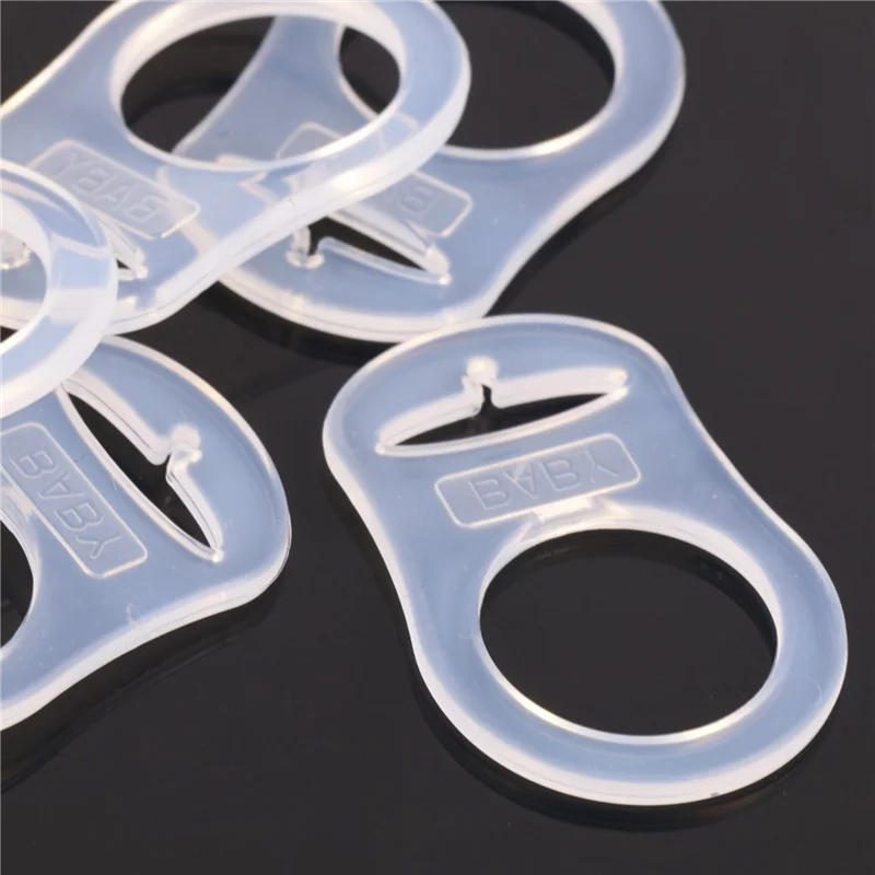 AS96-50 Pcs Button Silicone Ring Mam Pacifier Holder Mannequin Clip Adapter Transparent