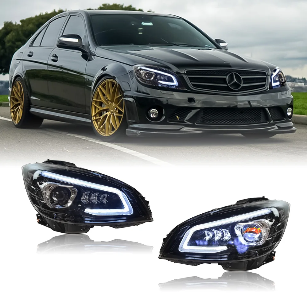 HOSI for Mercedes Benz C-Class W204 modified headlights 08-11 upgraded all LED headlights assembly GT style headlamp