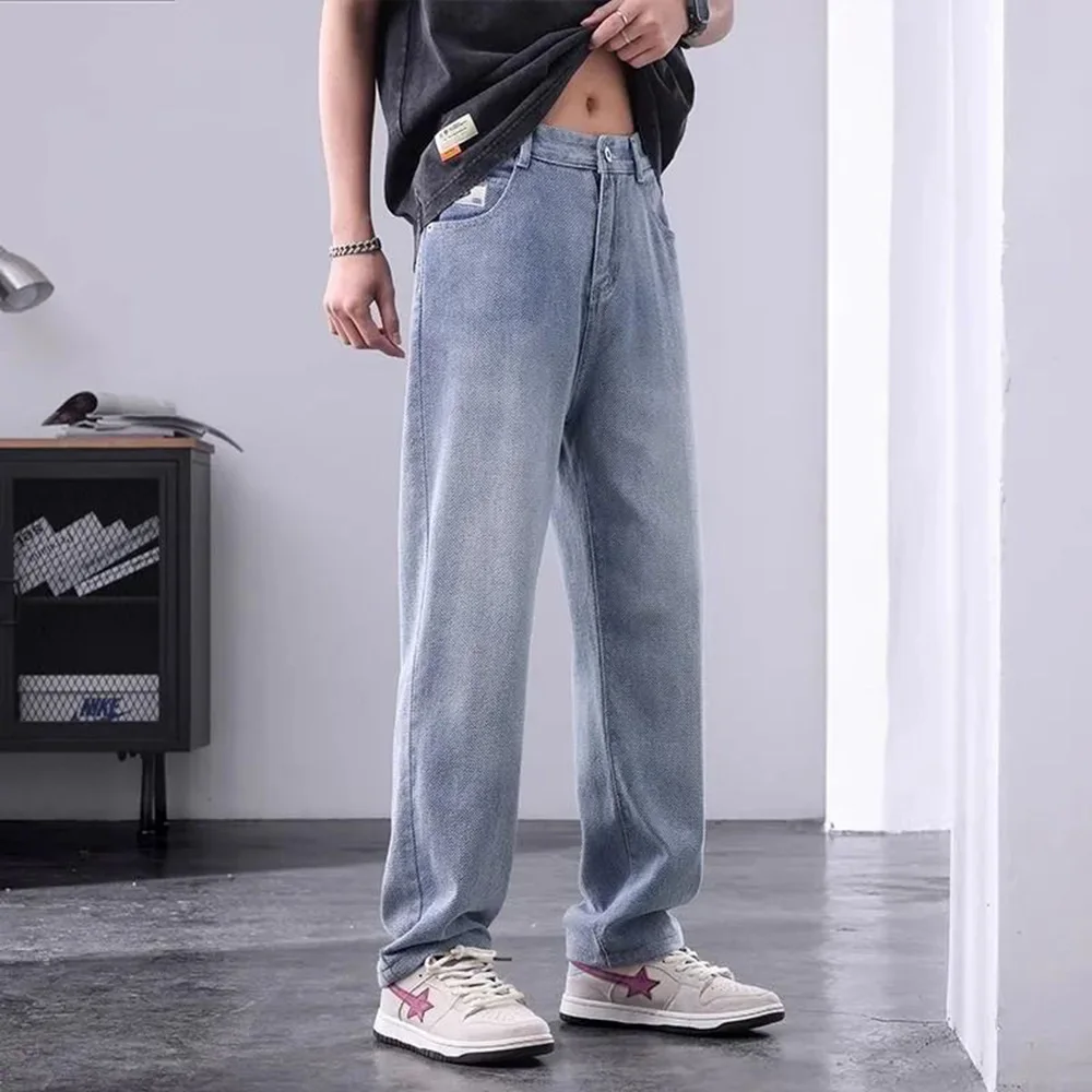 

Y2K Mens Pants Washed Pockets Jeans Autumn Casual Streetwear American Fashion Handsome Wide Leg Pants Men's Clothing Unisex 2024