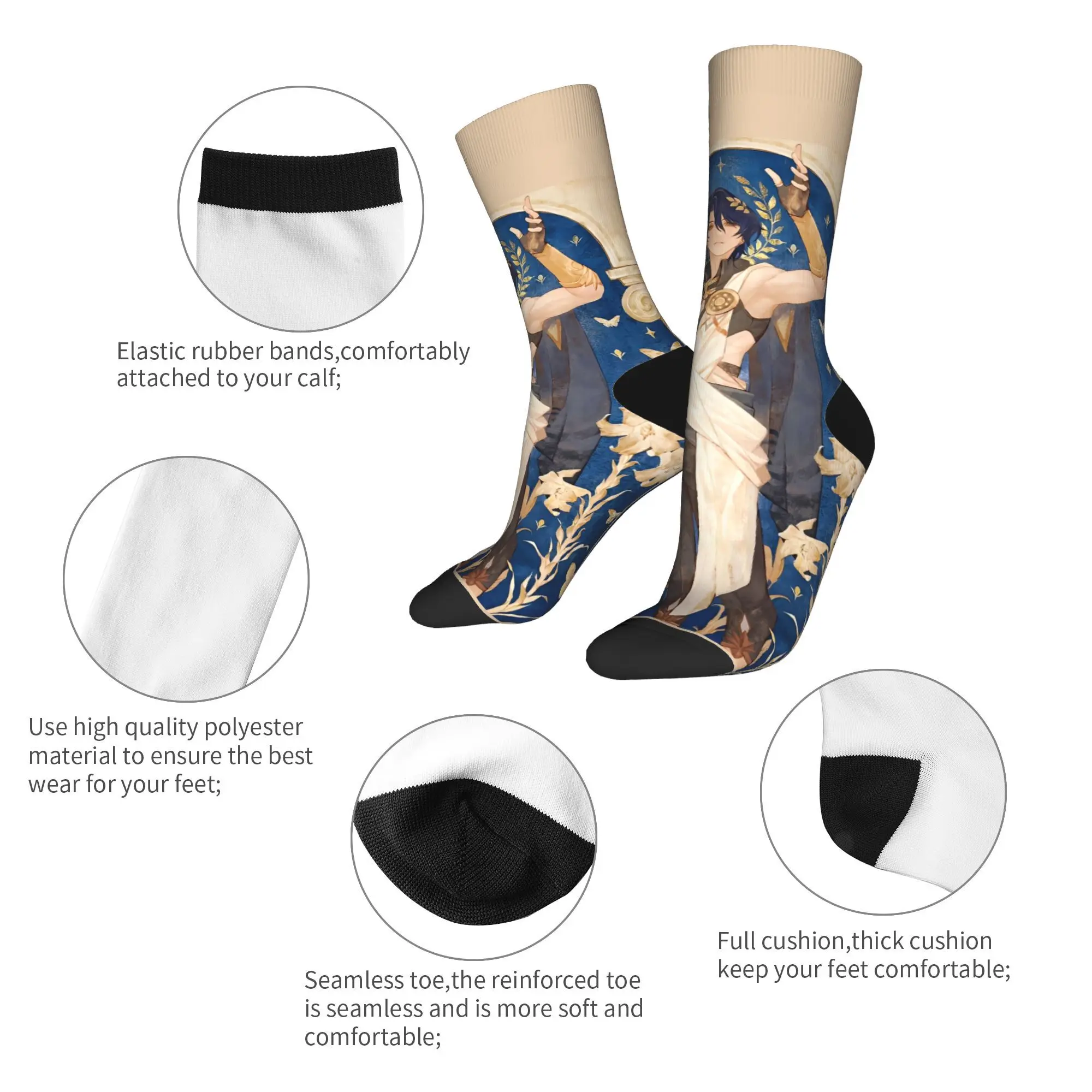 ゲームスターズレールストッキング Honkai デザイン面白い靴下冬ノンスリップ靴下男性アウトドアスポーツ品質靴下