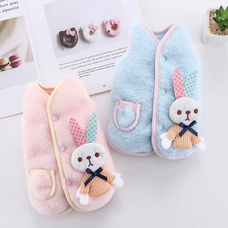 

Rabbit Winter Dog Clothes Christmas Clothing Sleeveless Towable Fleece Coat Teddy Bichon Small Dog Warm Jackets Pet Clothes