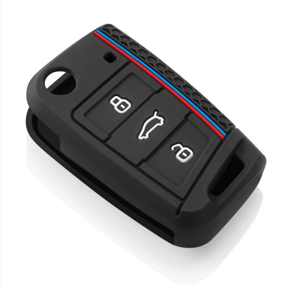 غطاء مفتاح السيارة من السيليكون لسيارة VW Golf 7 GTI POLO T-Roc touran Tiguan Skoda Octavia Rapid kodiaq Fabia Seat Ibiza leon Ateca Arona