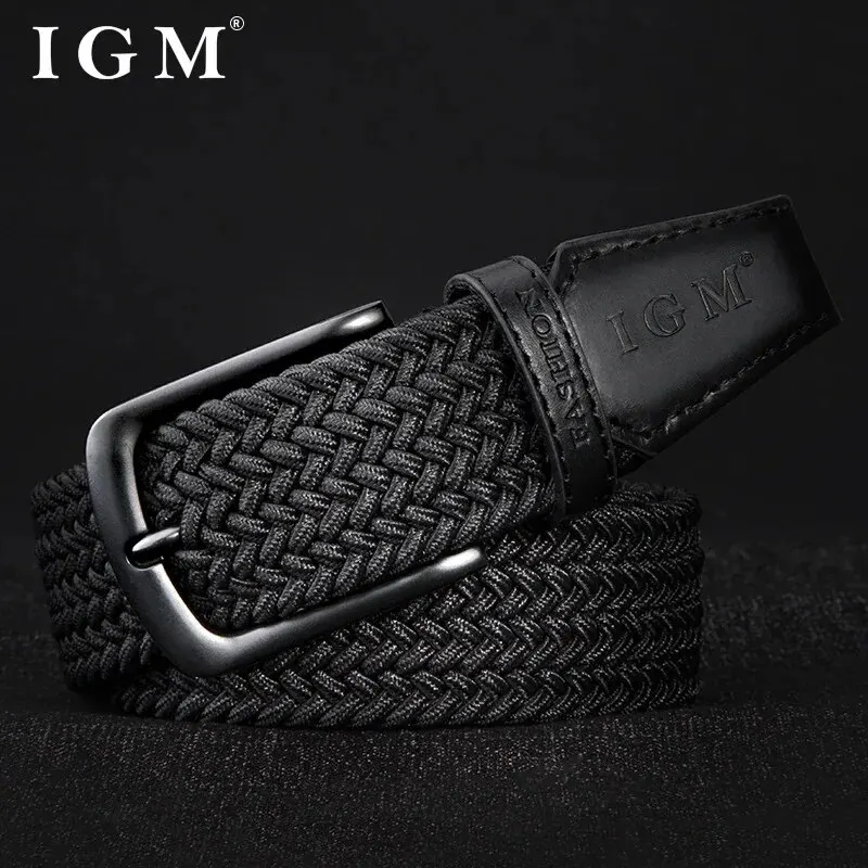 Men Belt Business and Casual Versatile Jeans Pin Buckle Elastic Canvas Belt Boys Youth Student Fashion Belt Korean Edition