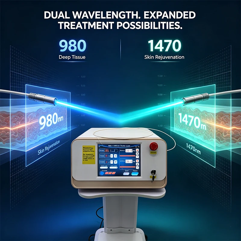 980nm 1470nm Diode Laser System Skin Repair Weight Management Skin Rejuvenation Body Shaping Face Tightening With 3M 600um Fiber