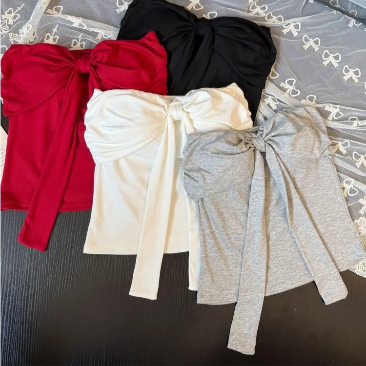 Summer New  Knot Strapl Vest Women Sexy Wrap Chest Inner Sweet And Spicy Girl Top Outer Wear ort Sle