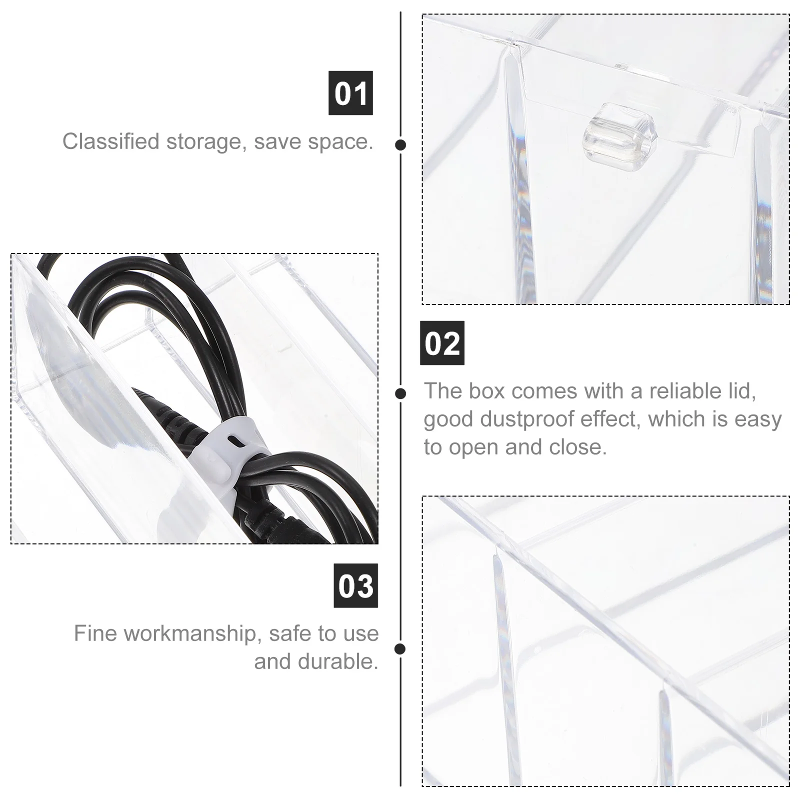 

1 set 1 Set Management Box Transparent Organizer Cord Hider Cord Hider Desktop Storage Bin Multiple Uses Durable