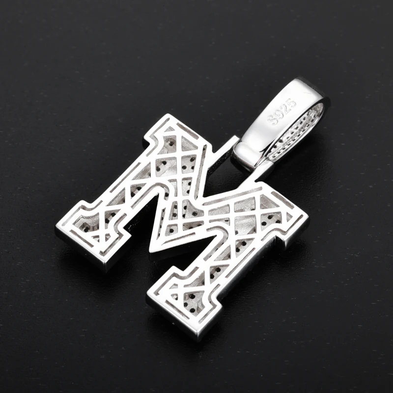 New A-Z Letters 925 Silver Moissanite Pendant Necklace Unisex Classic Letters Pendant For Men Hip Hop Fine Jewelry