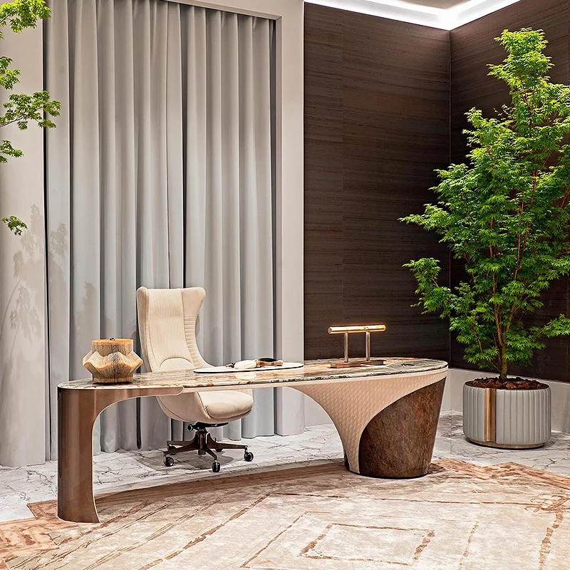 Desk Desk Natural Luxury Stone Marble Writing Desk High-end Villa Boss Table
