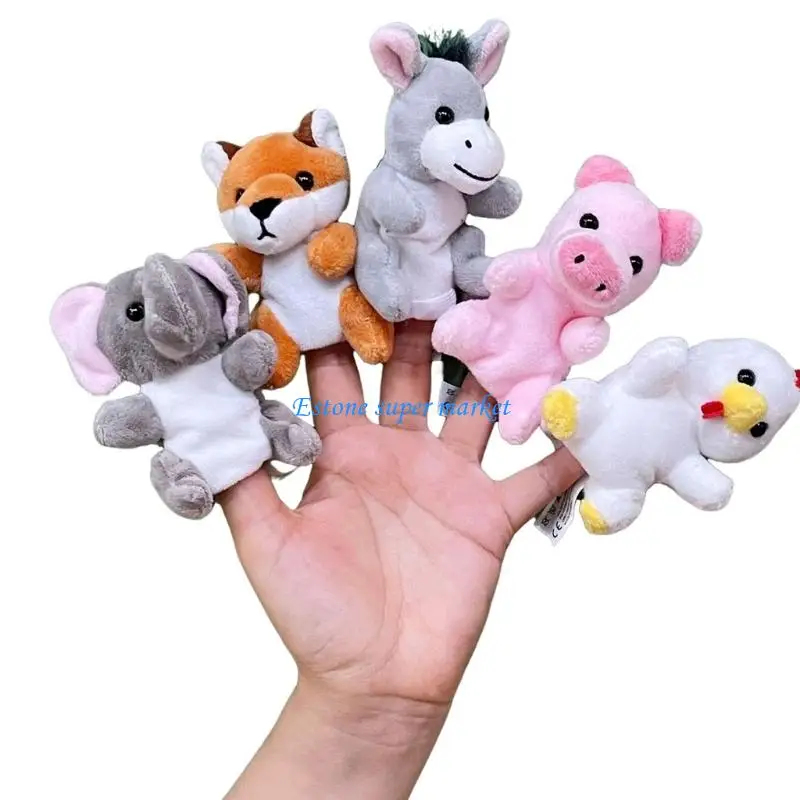 090B Educational Animal Finger Puppet Plush Toy For Kids Role Play Game Imagination