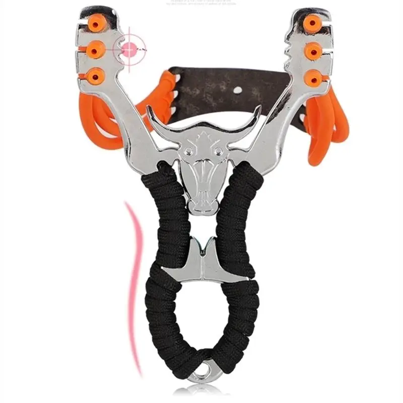 Powerful Alloy Slingshot Hunting Thick Wrist Band Catapult Sports Outdoor Hunting Slingshot Bow Rubber Big Powerful