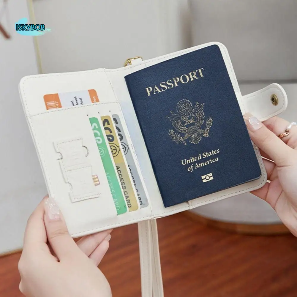 Waterproof Halter Passport Cover Multifunction Airplane Check-in Leather Passport Holder Purse Ticket Folder