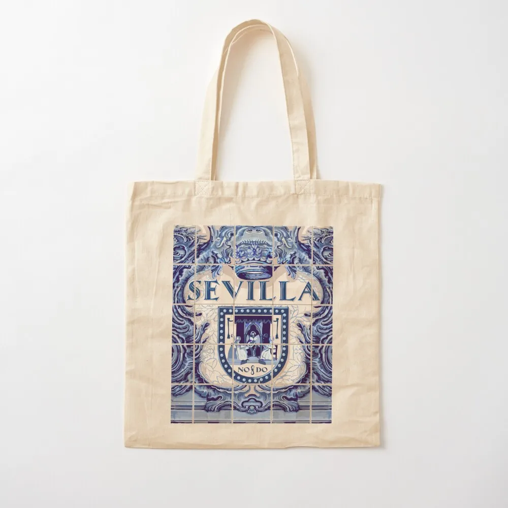 

Spain Seville Azulejo Azulejos Tiles Tote Bag Shopper bag free delivery bags reusable shopping bags Canvas Tote Bag